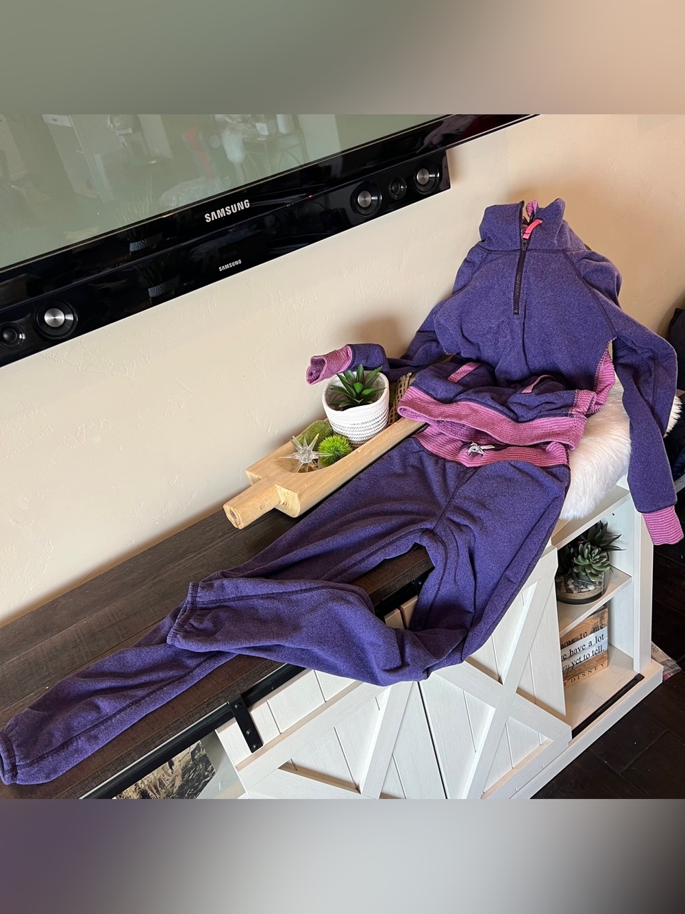 Lululemon Girls ivivva Matching Sweatsuit Pants & Sweatshirt Purple Size 10 #427